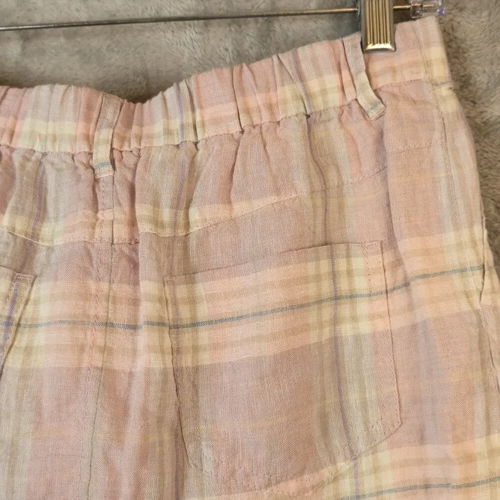 Baird McNutt Plaid Irish Linen Skirt Size 6/8? Pink Short NWT Preppy Old Money